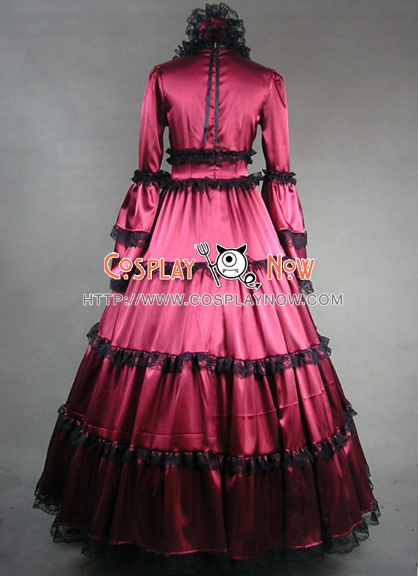 Victorian Lolita Southern Belle Satin Gothic Lolita Dress Red