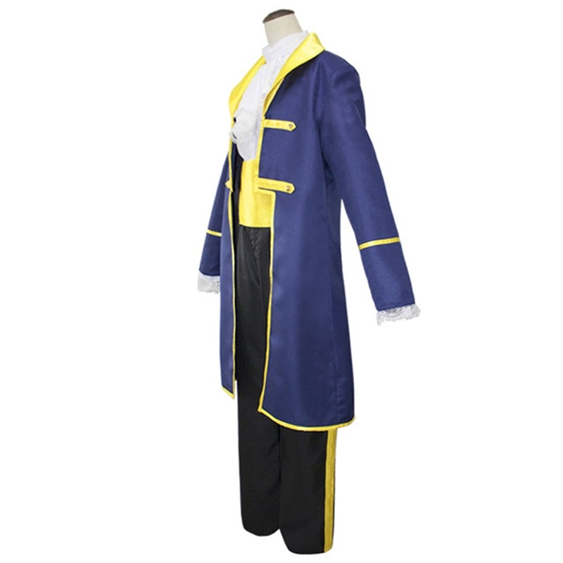 Beauty and the Beast Cosplay Prince Beast Costume Blue Full Set Halloween